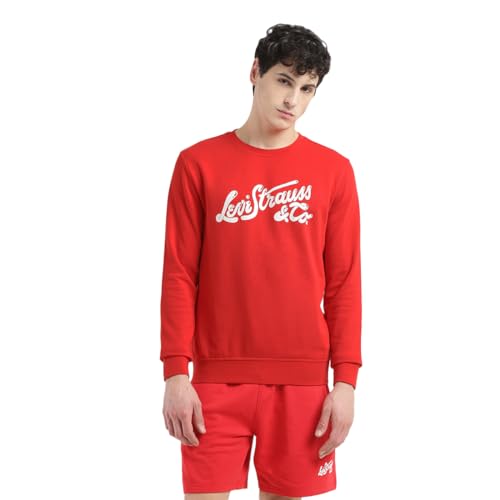 Levi's Men's Brand Logo Red Crew Neck Sweatshirt