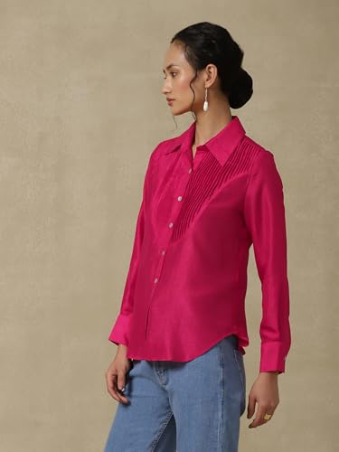 Aarke Ritu Kumar Magenta Solid Shirt