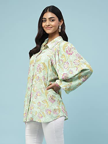 Aarke Ritu Kumar Green Floral Print Shirt