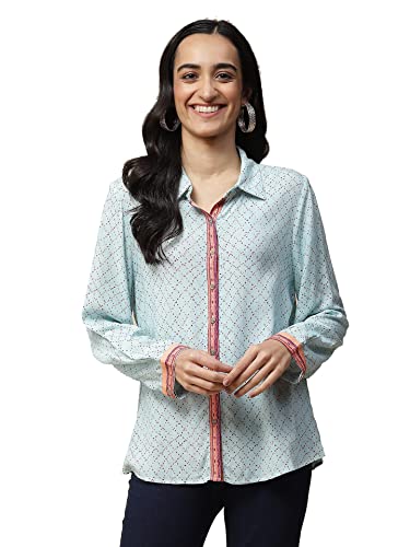 Aarke Ritu Kumar Blue Geometric Print Shirt