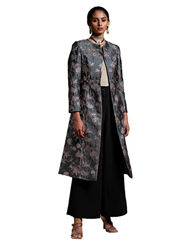 Ritu Kumar Women's Printed Regular Jacket JKTPLB01N30327163-GREEN-L