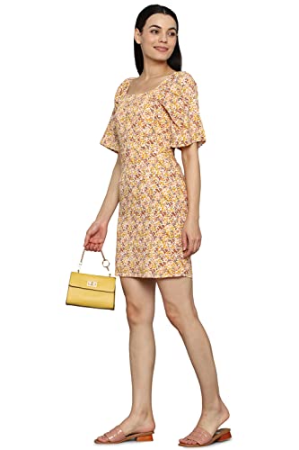 Allen Solly Women's Poyester Shift Above The Knee Dress (Yellow)