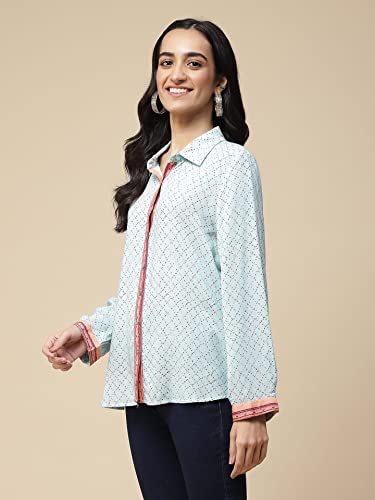 Aarke Ritu Kumar Blue Geometric Print Shirt