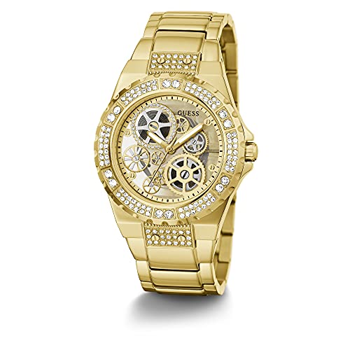 GUESS Clear-Cut Bracelet Watch, Gold Tone/Champagne/Gold Tone, REVEAL