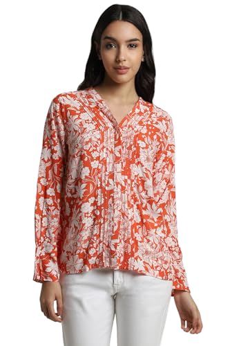 Allen Solly Women's Regular Fit Shirt (Orange)
