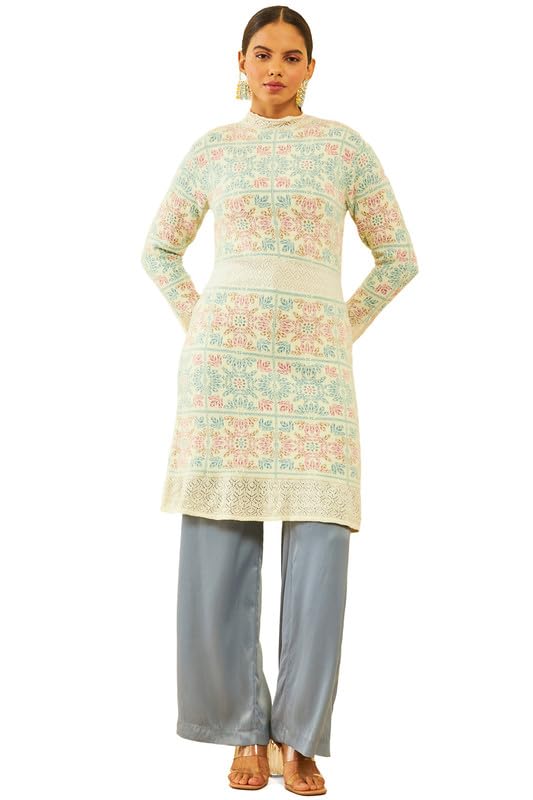 Soch Womens Cream Acrylic Woven Design Sweater(CWA3TU30044A, L)