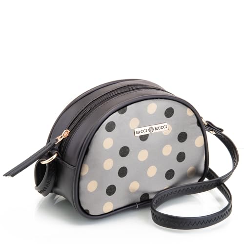 SACCI MUCCI Printed Handcrafted Crossbody Rainbow sling bag, Sling Bag for Women Ladies Single Shoulder Bag - Cute Polka (Black)