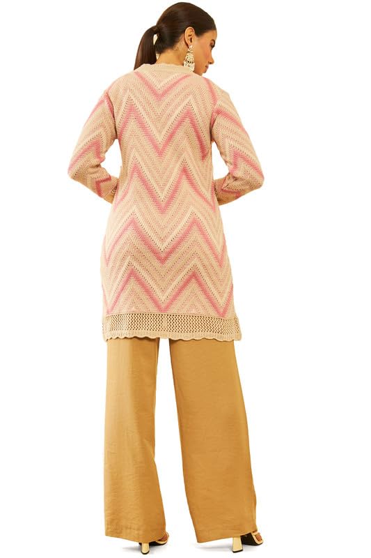 Soch Womens Pink Acrylic Woven Design Sweater(CWA3TU30045A, L)