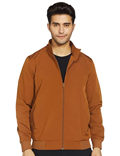Amazon Brand - Symbol Men's Polyester Windcheater Jacket Medium Mouse Brown