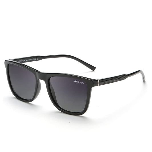 grey jack TR90 Polarized Sunglasses for Men Women, Square Shape Full Rim Sun Glasses GJ1905 (Black Frame Double Black Lens)