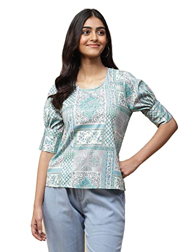 Aarke Ritu Kumar Blue Abstract Print Top