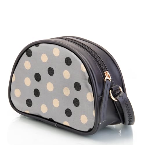 SACCI MUCCI Printed Handcrafted Crossbody Rainbow sling bag, Sling Bag for Women Ladies Single Shoulder Bag - Cute Polka (Black)