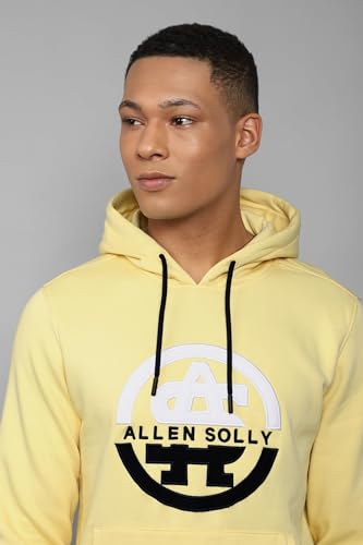 Allen Solly Men Yellow Hooded Neck Full Sleeves Casual Sweatshirt
