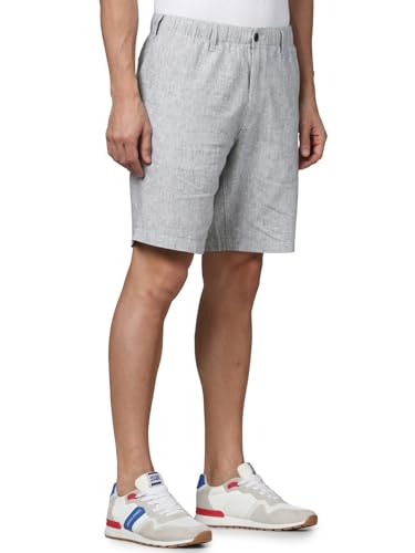 Celio Men Navy Blue Solid Regular Fit Linen Casual Shorts (Blue)