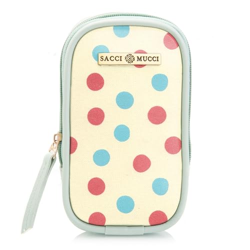 SACCI MUCCI Phone Pouch, Mobile Bag, Women's Wallet Sling Crossbody Bag for Mobile Cell Phone, Crossbody Phone Bag - Cute Polka (Mint green)