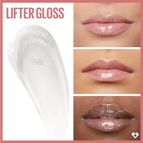 Maybelline Lifter Gloss, Hydrating Lip Gloss with Hyaluronic Acid, High Shine for Plumper Looking Lips, Pearl, Silver Pearl Clear, 0.18 Ounce