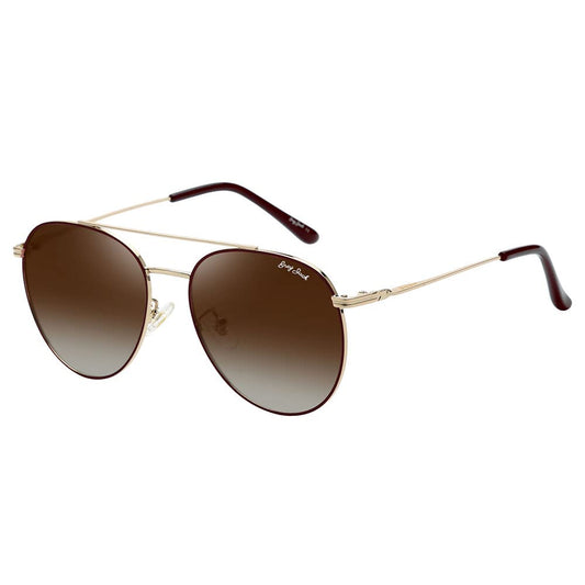 grey jack Metal Round Polarized UV400 Protected Sunglasses for Men Women Gold Brown Frame Double Brown Lens