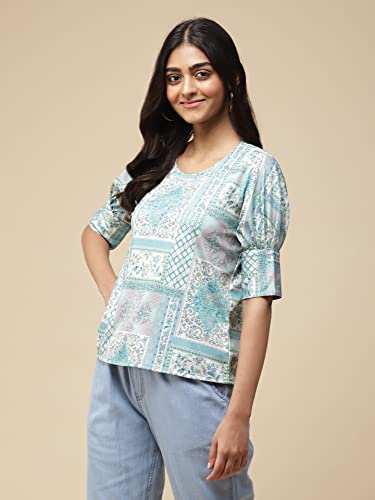 Aarke Ritu Kumar Blue Abstract Print Top