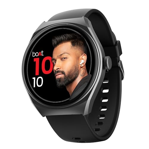 boAt Newly Lauched Lunar Comet Smart Watch with 1.39" HD Display, Advanced Bluetooth Calling, Functional Crown, Multiple Sports Mode,100 Watch Faces, Heart Rate & SPO2 Monitoring,IP67(Active Black)