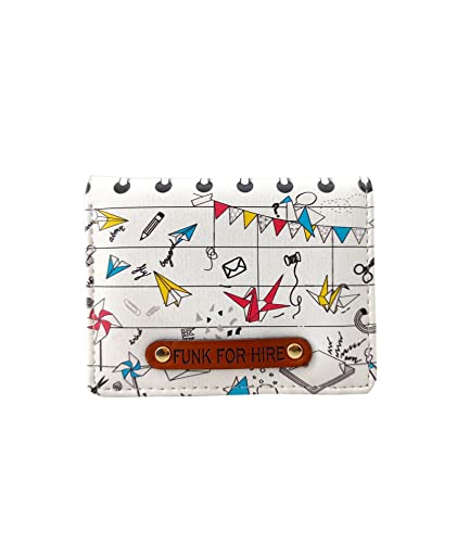 Funk For Hire Unisex Printed Vegan Leather Small Pocket Card Wallet - White