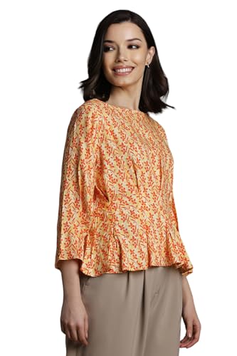 Allen Solly Women's Regular Fit Blouse (Orange)