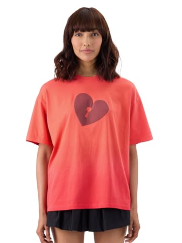 The Souled Store Official Alice in Wonderland: Cheshire Women and Girls Short Sleeve Round Neck Orange Graphic Printed Cotton Oversized T-Shirts