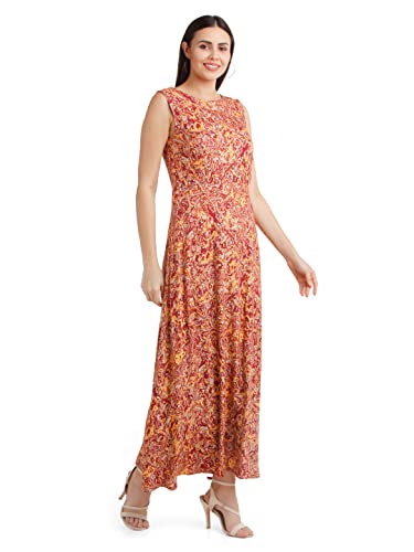 Zink London Women's Orange Printed Maxi Dress