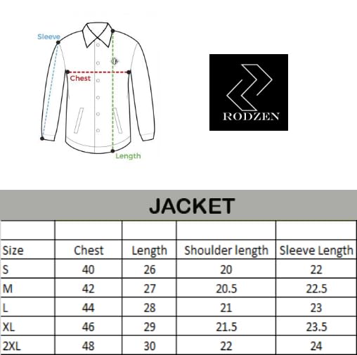 RodZen Men's Cotton Fleece Standard Length Varsity Regular Jacket (Large, Black)