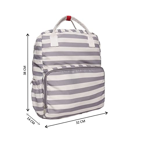 ASTRID Striped Backpack For Girls Medium Size With Zipper Closure