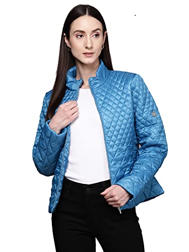 Label RITU KUMAR Blue Solid Puffer Jacket
