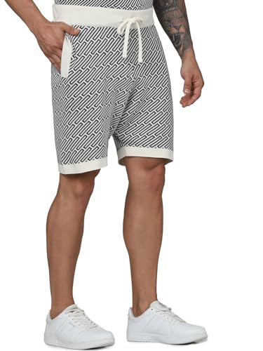 Celio Men Black Printed Regular Fit Cotton Flatknit Bermuda Shorts (Black)