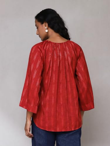 Aarke Ritu Kumar Red Embroidered Ikat Top