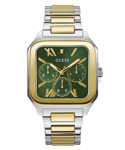 GUESS Men Green Square Stainless Steel Dial Analog Watch