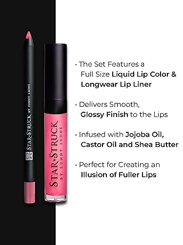 STARSTRUCK BY SUNNY LEONE New Shades Lip Gloss+Liner (2PC Lip Kit) (Pink Peony)