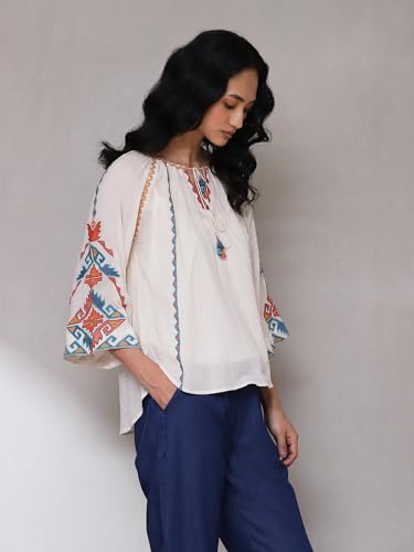 Aarke Ritu Kumar Ecru Embroidered Top