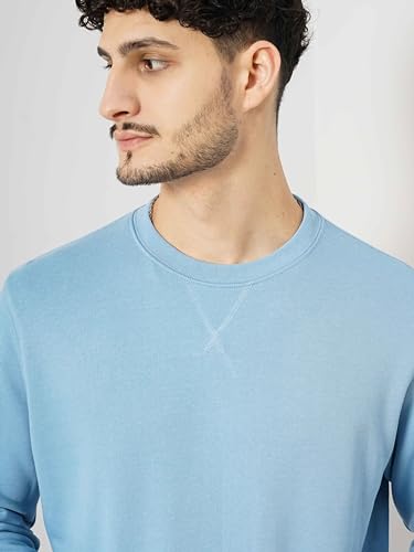 Celio Solid Blue Full Sleeve Round Neck Sweater
