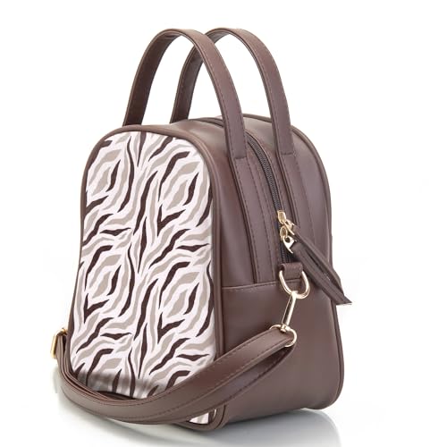 SACCI MUCCI Women's Satchel Bag | Ladies Purse Handbag | Women's Handbag - Wave Botanical (Brown)