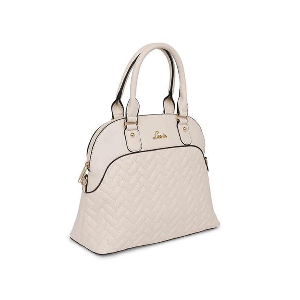 Lavie Criss Marjorie Synthetic leather Zipper Closure Women's Satchel Handbag (OFF WHITE, MEDIUM)