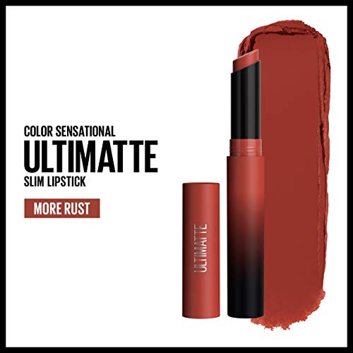 Maybelline Color Sensational Ultimatte Matte Lipstick, Non-Drying, Intense Color Pigment, More Rust, Rusty Red, 1 Count