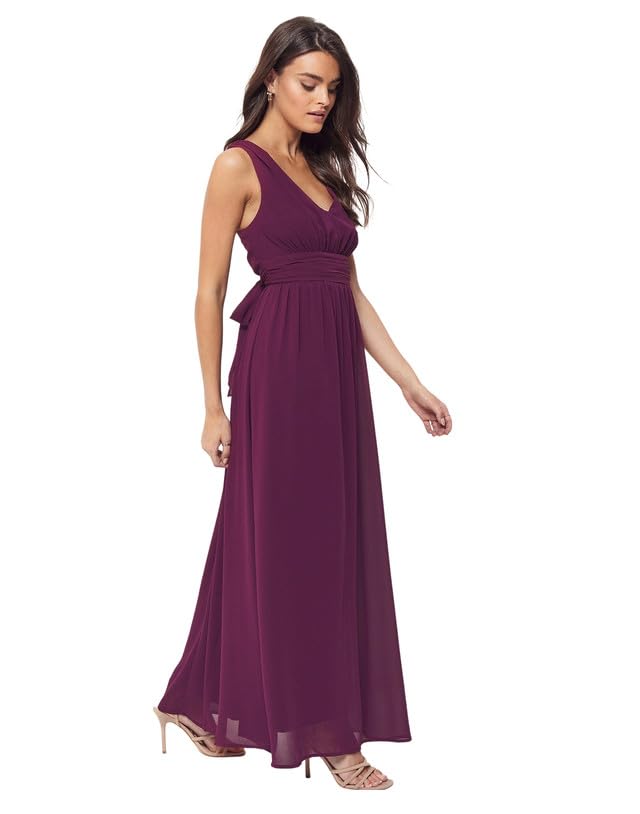 SIRIL Women's Georgette Dress | Maxi Western Dress | One Piece Dress (Wine)