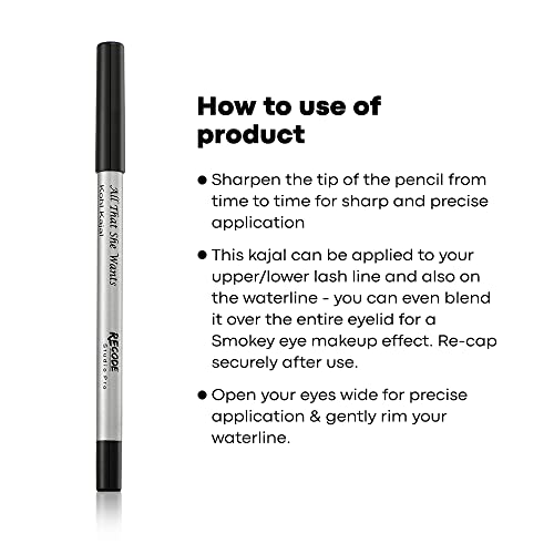 recode Black Kohl Kajal Pencil - All That She Wants Eye Pencil 1.20 gms