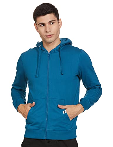 Amazon Brand - Symbol Men's Regular Cotton Blend Hooded Neck Sweatshirt (SY-A22-SW-19_Fog Teal_XL_Fog Teal_XL)