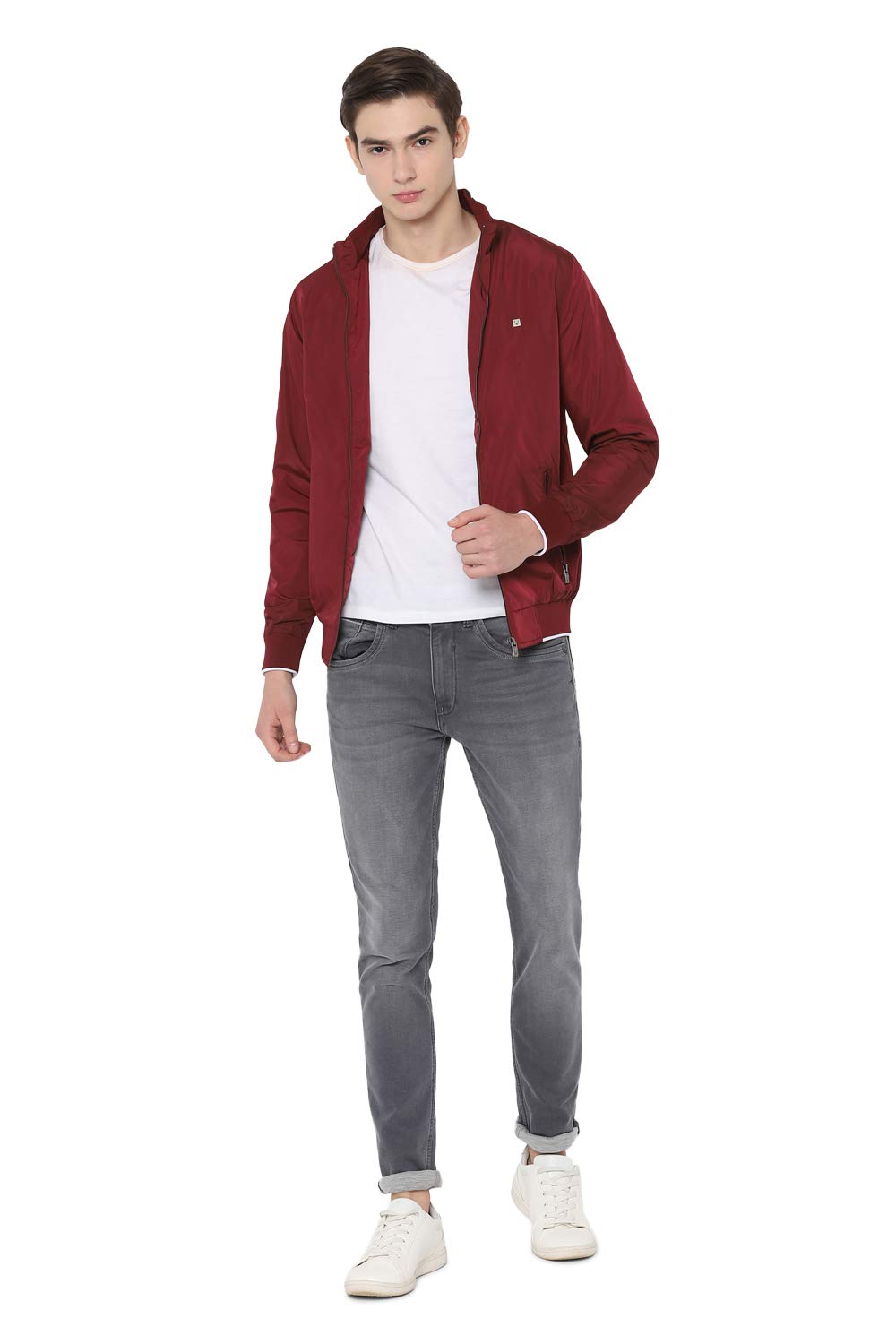 Allen Solly Men's Blouson Jacket (ASJKWBOFD70150_Maroon_S)