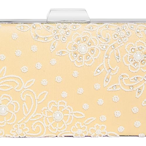 Peora Cream Clutch Purses for Women Handmade Evening Sling Handbag Stylish Bridal Fashion Clutch Bag for Girls