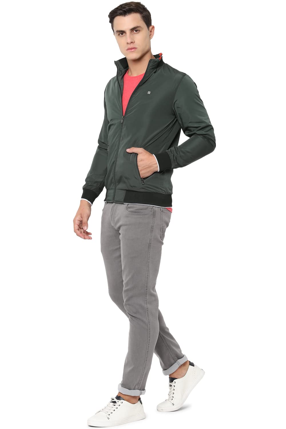 Allen Solly Men's Blouson Jacket (ASJKWBOFP60226_Bottle Green_2XL)