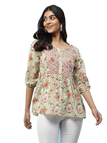 Aarke Ritu Kumar Green Printed Cotton Top