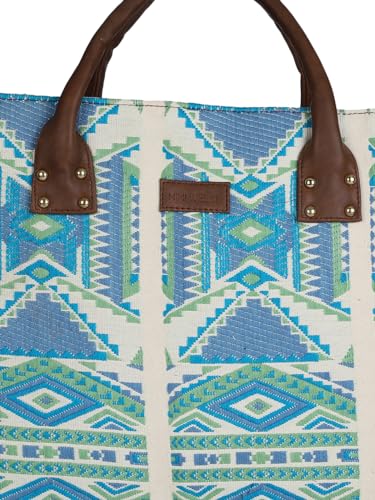 MINI WESST Multi Casual Fabric Graphic Tote Bag (Multi-Color)