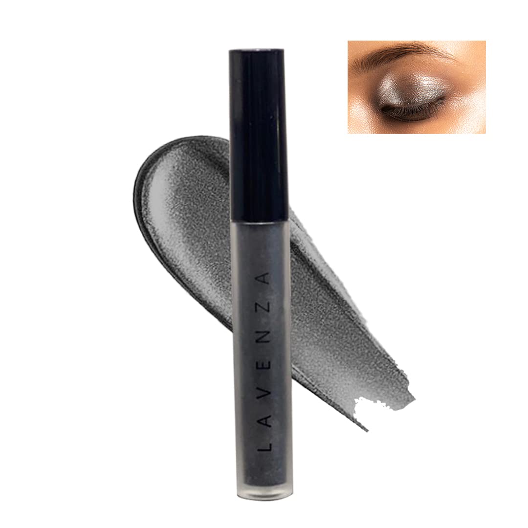 Lavenza Liquid Metallic Eyeshadow |Smokey Eyes in One Swipe| Vegan, Long-Lasting, Crease Proof, Smudge Proof |Smokey Grey Colour Pop | Silicone Free, Talc Free 3.5 Ml