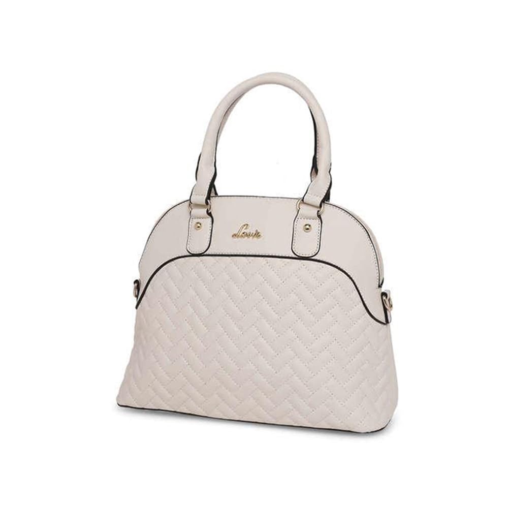 Lavie Criss Marjorie Synthetic leather Zipper Closure Women's Satchel Handbag (OFF WHITE, MEDIUM)