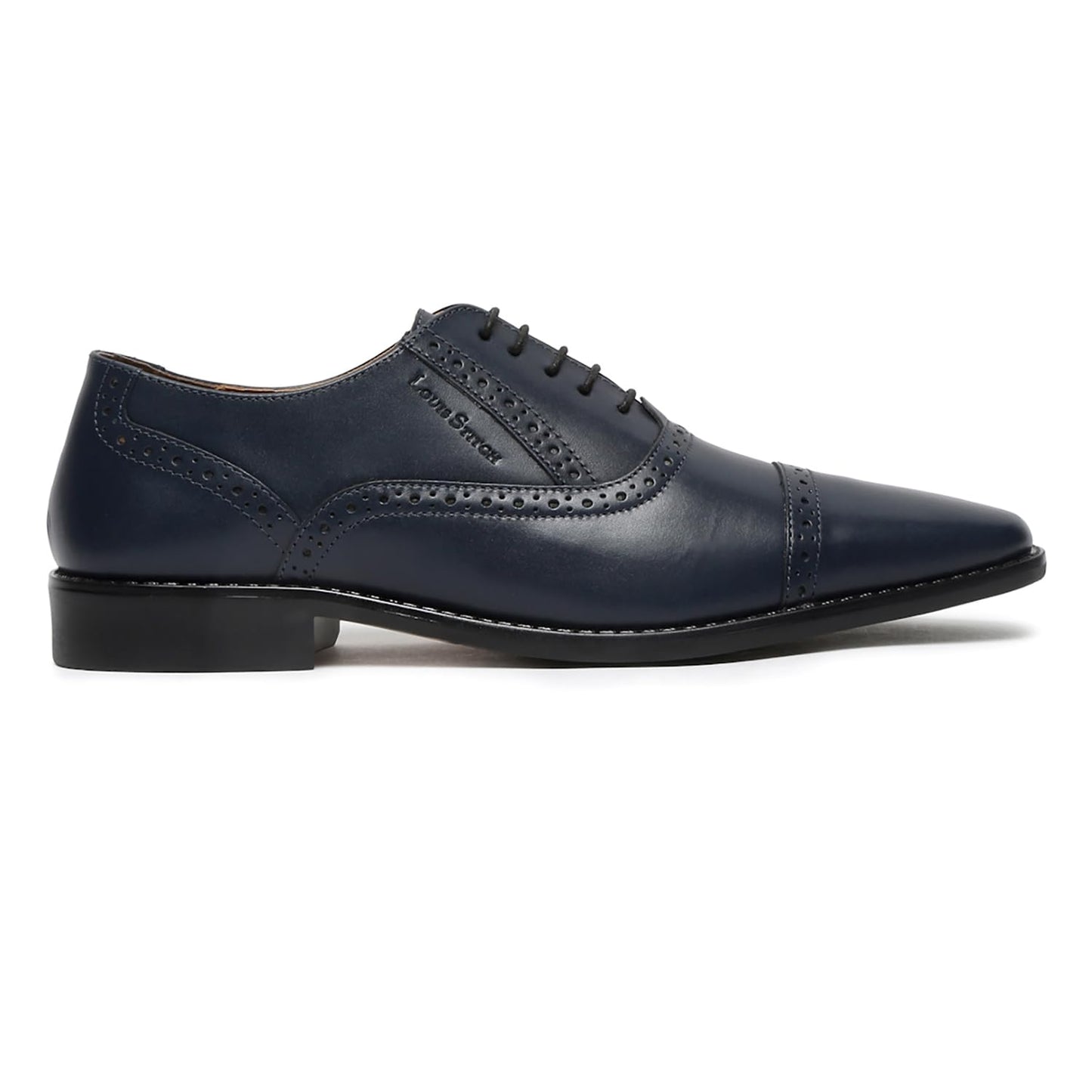 LOUIS STITCH Prussian Blue Italian Leather Handmade Oxford Formal Lace Up Shoe for Men (RXOX) - 8 UK